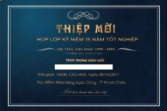 Mẫu giấy mời thông báo họp lớp thường niên thiết kế đẹp