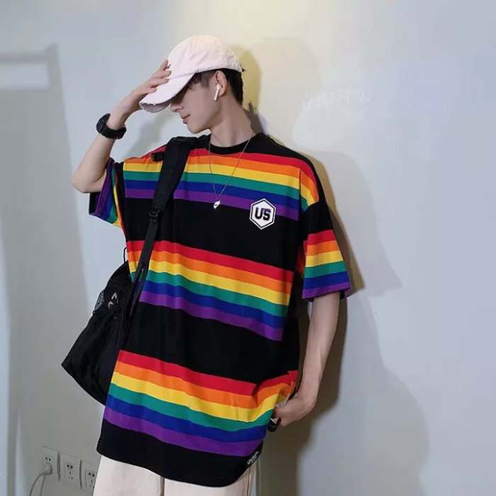 Mẫu áo thiết kế oversize 7 sắc cầu vồng