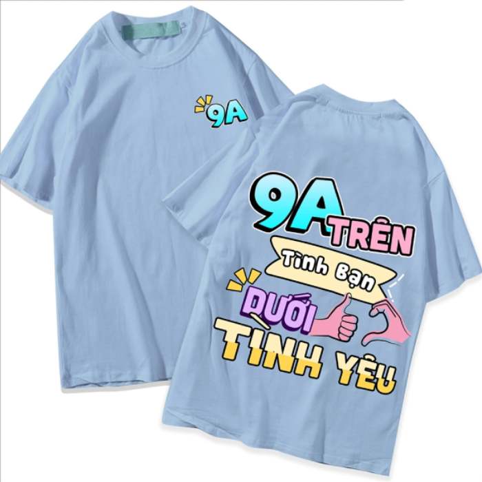 Mẫu áo lớp in chữ với nhiều hình ảnh đáng yêu