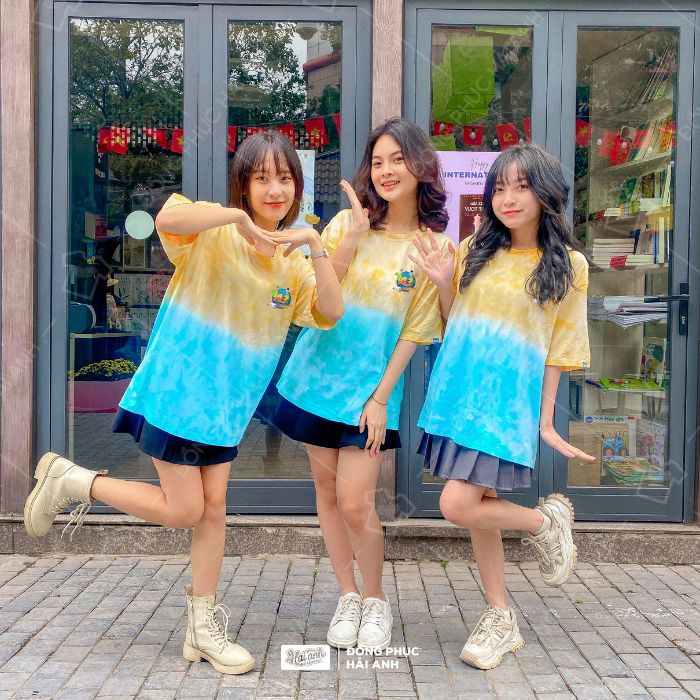 Áo đồng phục lớp Ombre màu vàng xanh