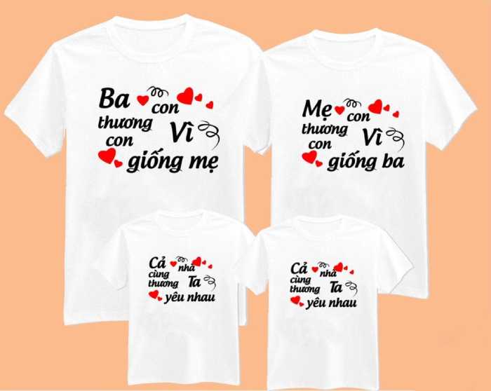 Mẫu áo gia đình hình in slogan ý nghĩa