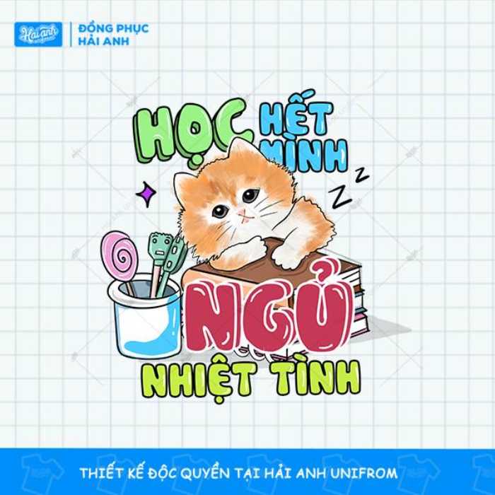 Logo trang phục áo lớp hình chú mèo dễ thương
