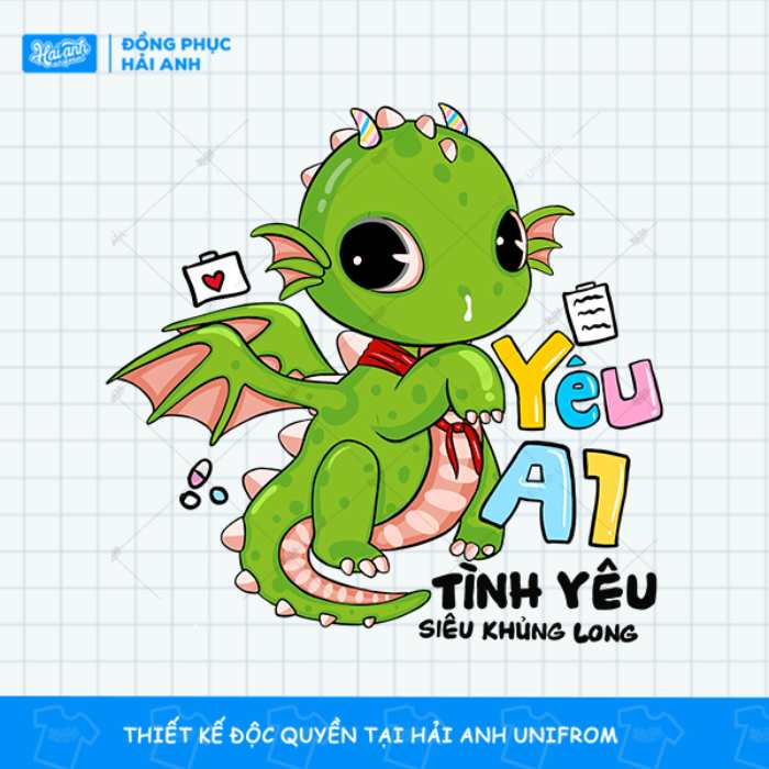Logo áo đồng phục lớp in hình rồng dễ thương