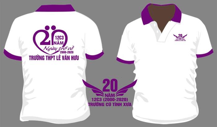 Mẫu logo áo lớp thiết kế slogan màu tím