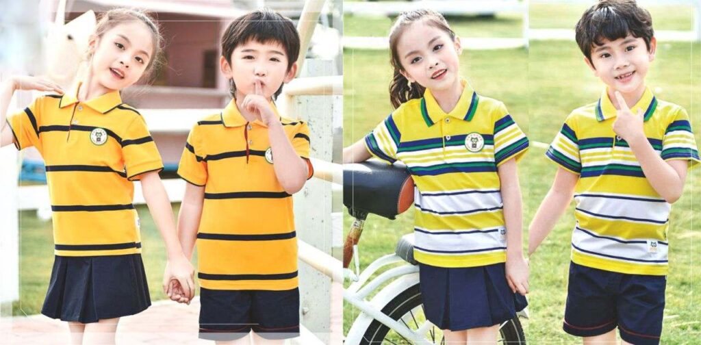 Các mẫu áo đồng phục học sinh cấp 1 màu sắc nổi bật