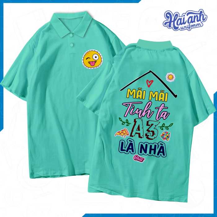 Trang phục áo lớp có cổ sắc xanh nước biển