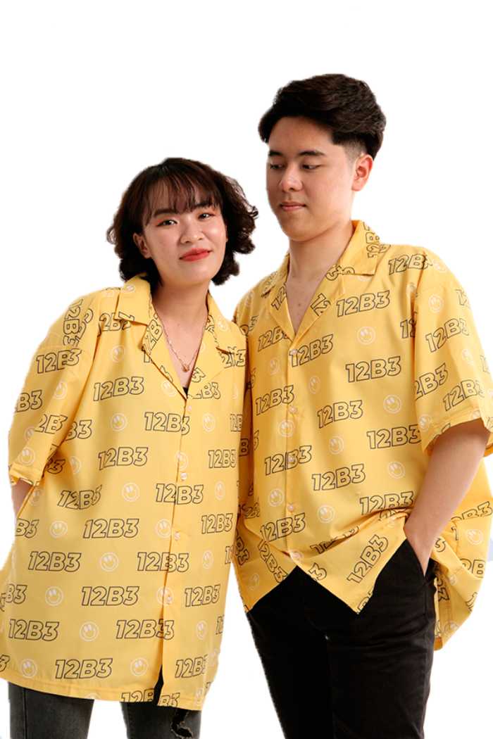 Áo sơ mi đồng phục cổ 2 ve màu vàng cam