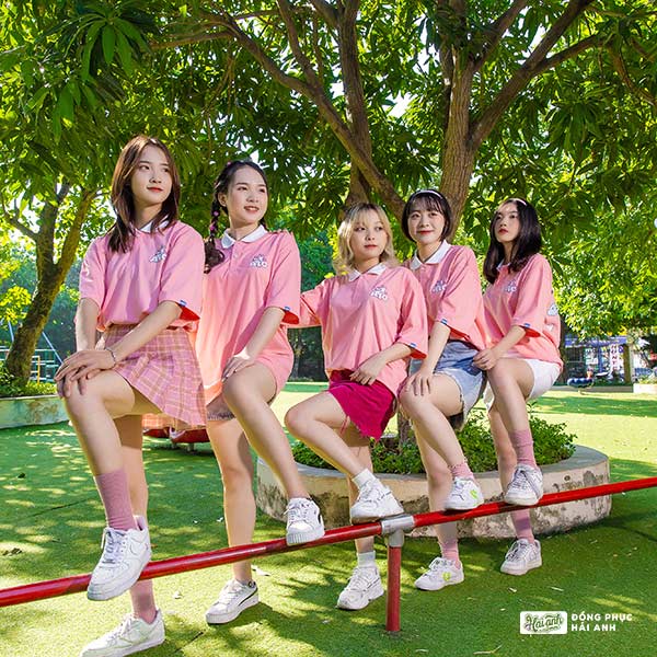 Áo đồng phục lớp có cổ màu hồng - BST Good Vibes