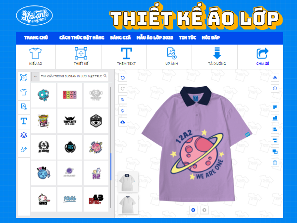 Website tự thiết kế các mẫu áo lớp đẹp tại Đồng Phục Hải Anh