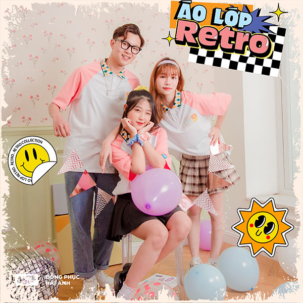 Áo lớp Retro màu trắng cổ caro