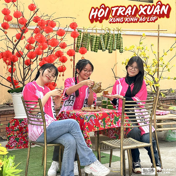 Áo hội trại xuân Hải Anh màu hồng cánh sen