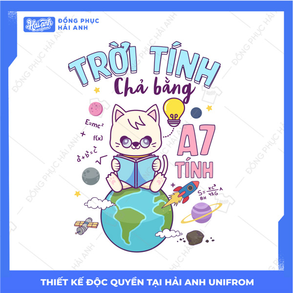 Áo lớp hình in con mèo trời tính chả bằng A7 tính