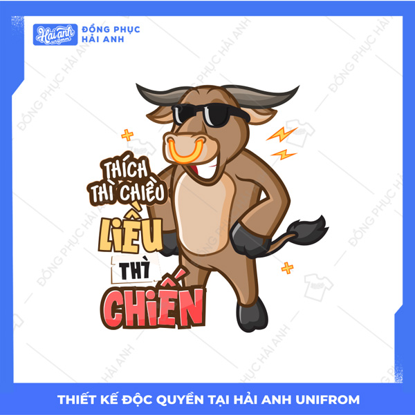 Mẫu hình in con trâu thích thì chiều liều thì chiến