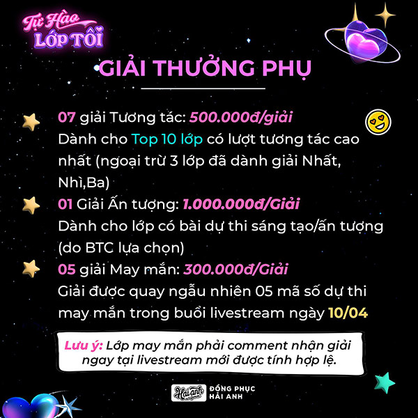 Giải thưởng phụ cuộc thi TỰ HÀO LỚP TÔI