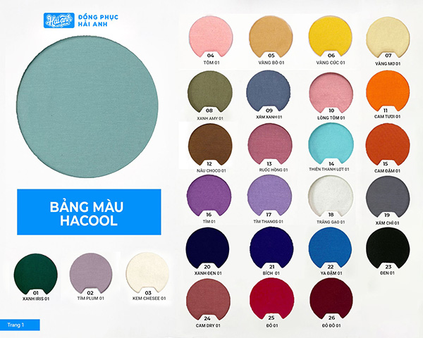 Bảng màu chất liệu Hacool