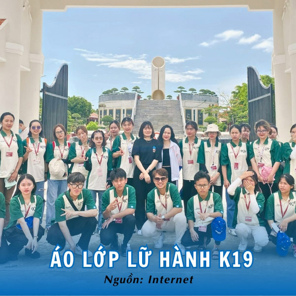 Áo lớp lữ hành K19 polo xanh - trắng độc đáo, bắt mắt