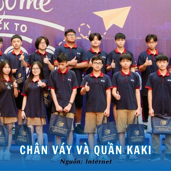 Nữ sinh trường Đoàn Thị Điểm duyên dáng trong chân váy kaki chữ A màu nâu