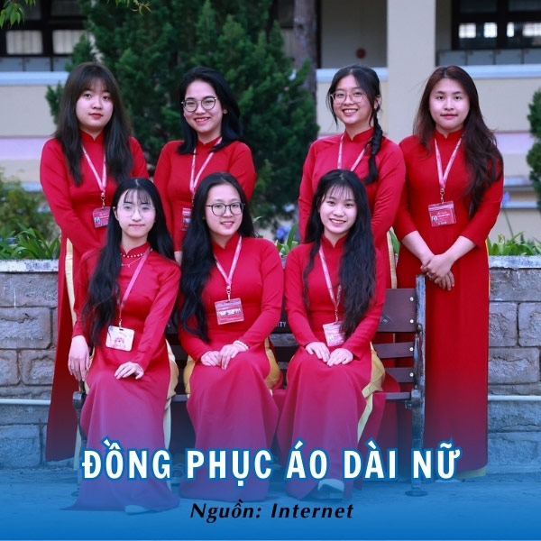 Đồng phục áo dài nữ đỏ rực đẹp mắt, duyên dáng