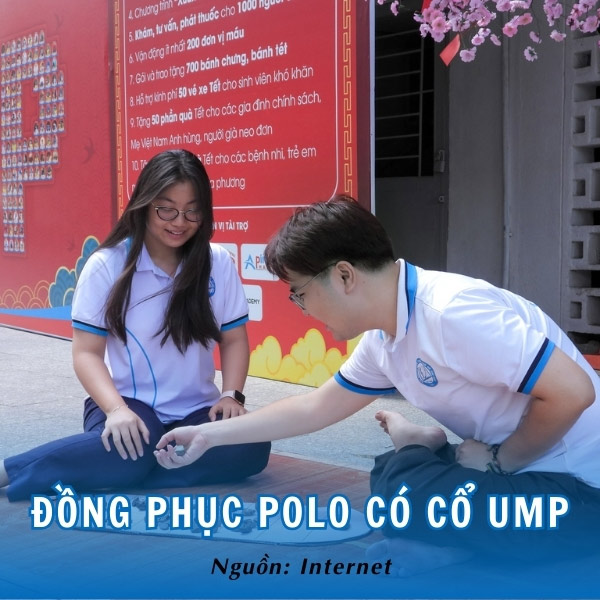 Thiết kế áo đồng phục polo UMP màu trắng tinh khôi, thanh lịch và trẻ trung