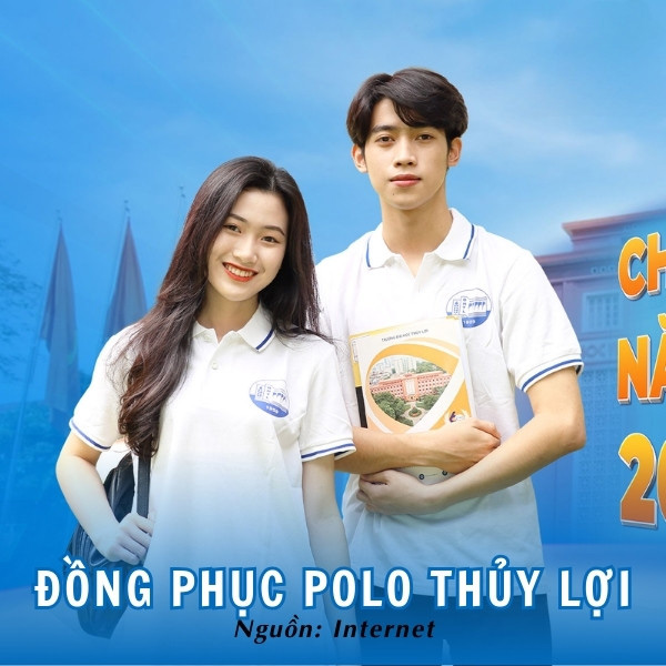 Áo thun polo trắng tinh khôi trẻ trung sinh viên Thủy Lợi
