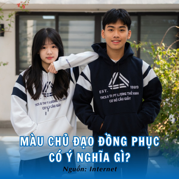 Áo đồng phục Lương Thế Vinh kết hợp hài hòa giữa hai màu sắc xanh và trắng