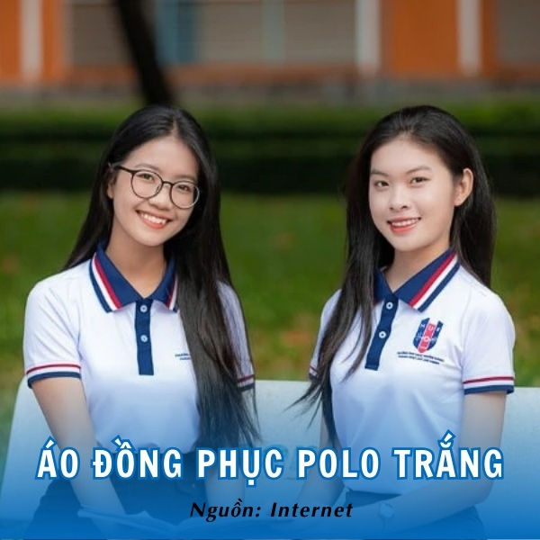 Áo đồng phục polo trắng trang nhã của ĐH Ngân hàng 
