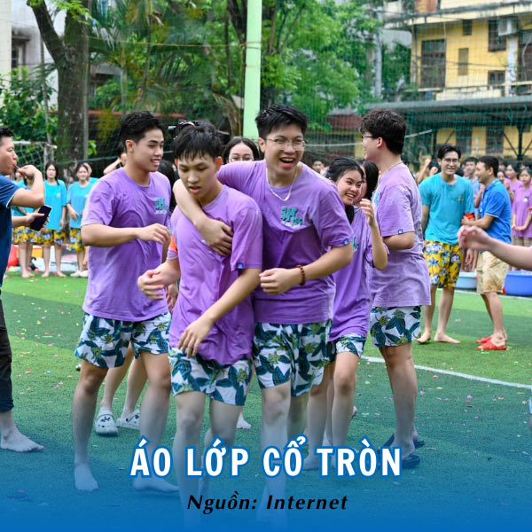 Mẫu áo lớp cổ tròn màu tím thơ mộng, trẻ trung của học sinh trường Yên Hòa