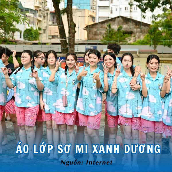 Học sinh tươi tắn, rạng rỡ trong áo đồng phục sơ mi màu xanh dương