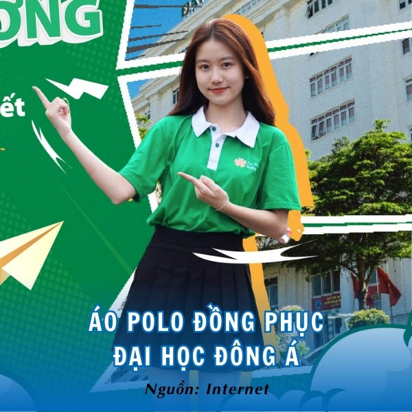 Áo polo đồng phục Đại học Đông Á xanh lá bắt mắt, hiện đại