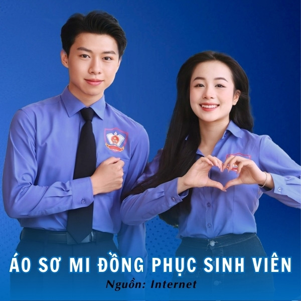 Sinh viên HPU trong trang phục sơ mi xanh thanh lịch đặc trưng của trường