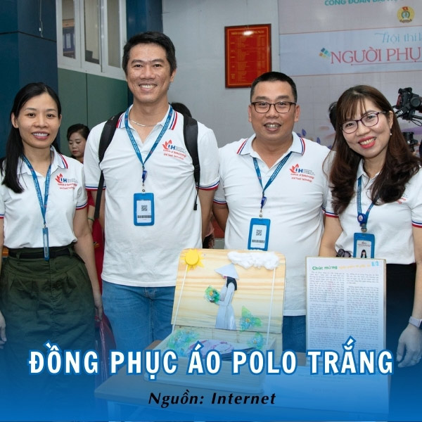 Đồng phục áo polo trắng thanh lịch, tiện lợi