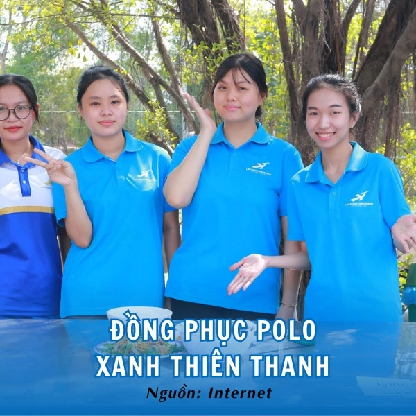 Đồng phục polo xanh thiên thanh ĐH Lạc Hồng thanh lịch, năng động