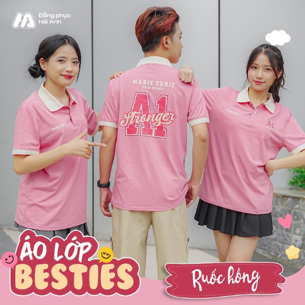 Mẫu áo lớp màu hồng phấn Besties ấn tượng