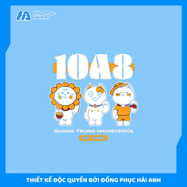 Thiết kế logo 10A8 với họa tiết hoạt hình đáng yêu