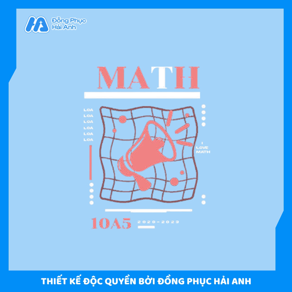 Thiết kế logo 10A5 chuyên toán với biểu tượng loa phát thanh trên nền lưới hình học