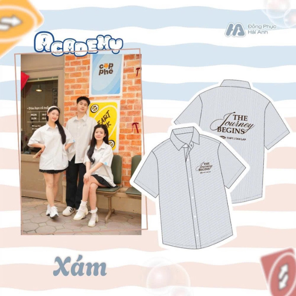 Áo sơ mi Academy màu xám trẻ trung, thanh lịch