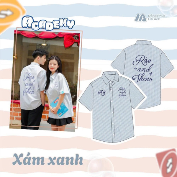 Sơ mi Academy màu xám xanh hiện đại, cá tính