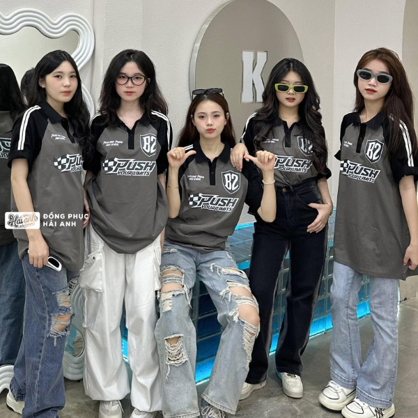 Áo lớp Get High màu xám chì thiết kế thể thao