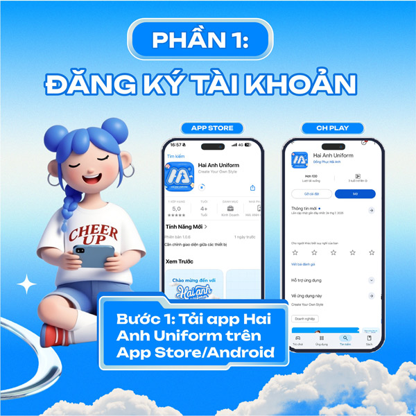 Bạn có thể tải app Hải Anh Uniform về điện thoại để tạo logo lớp 12 mọi lúc, mọi nơi