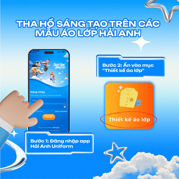 Cách tạo áo lớp màu xanh Iris với app Hai Anh Uniform