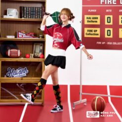 Mẫu Áo Đồng Phục Lớp Polo Oversize Fire Up Màu Đỏ Đô - ảnh 2