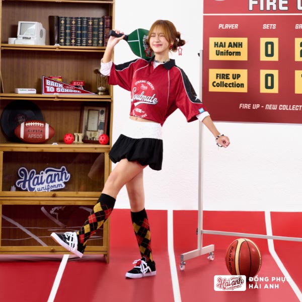 Mẫu Áo Đồng Phục Lớp Polo Oversize Fire Up Màu Đỏ Đô - ảnh 2