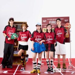 Mẫu Áo Đồng Phục Lớp Polo Oversize Fire Up Màu Đỏ Đô