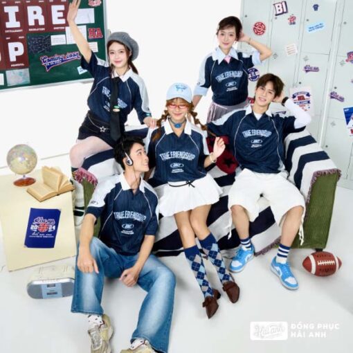 Mẫu Áo Đồng Phục Lớp Polo Oversize Fire Up Màu Xanh Đen - ảnh 4