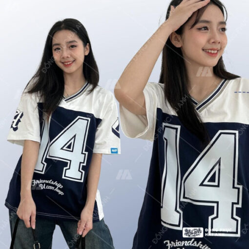 Mẫu Áo Đồng Phục Lớp Oversize Iconic Màu Xanh Đen Phối Trắng - ảnh 2