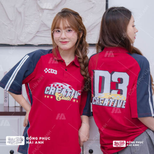 Mẫu Áo Lớp Polo Oversize Unite Màu Đỏ Đô