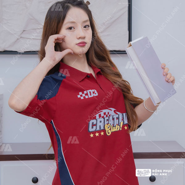 Mẫu Áo Lớp Polo Oversize Unite Màu Đỏ Đô - ảnh 3