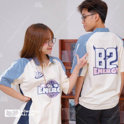 Mẫu Áo Lớp Polo Oversize Unite Màu Kem Cheese