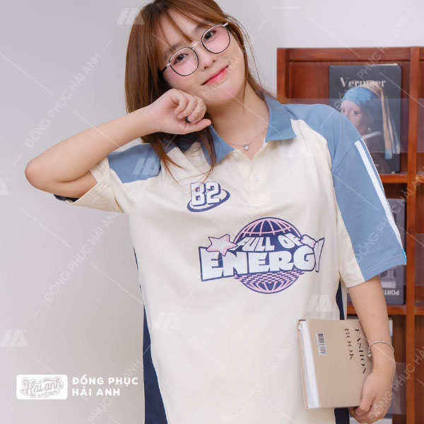 Mẫu Áo Lớp Polo Oversize Unite Màu Kem Cheese - ảnh 2