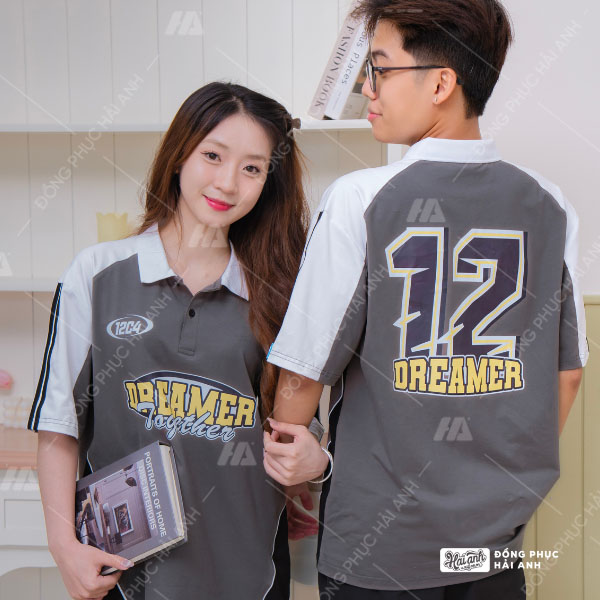 Mẫu Áo Lớp Polo Oversize Unite Màu Xám Chì